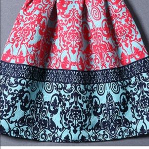 Multicolor Sleeveless Tribal Print A Line  Dress